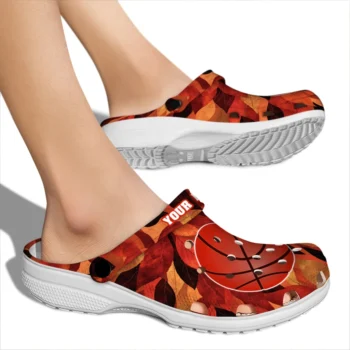 basketball logo clog customized autumn leaves orange fashion forward.webp