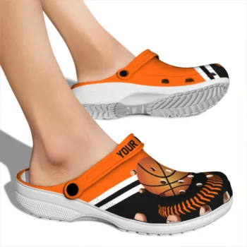 basketball logo clog customized baseball motif orange fashion forward.webp