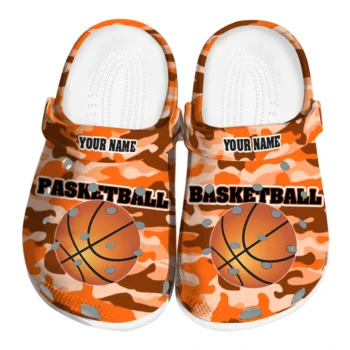 basketball logo clog customized camo print orange best selling.webp