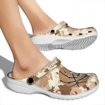 basketball logo clog customized desert camo tan fashion forward.webp