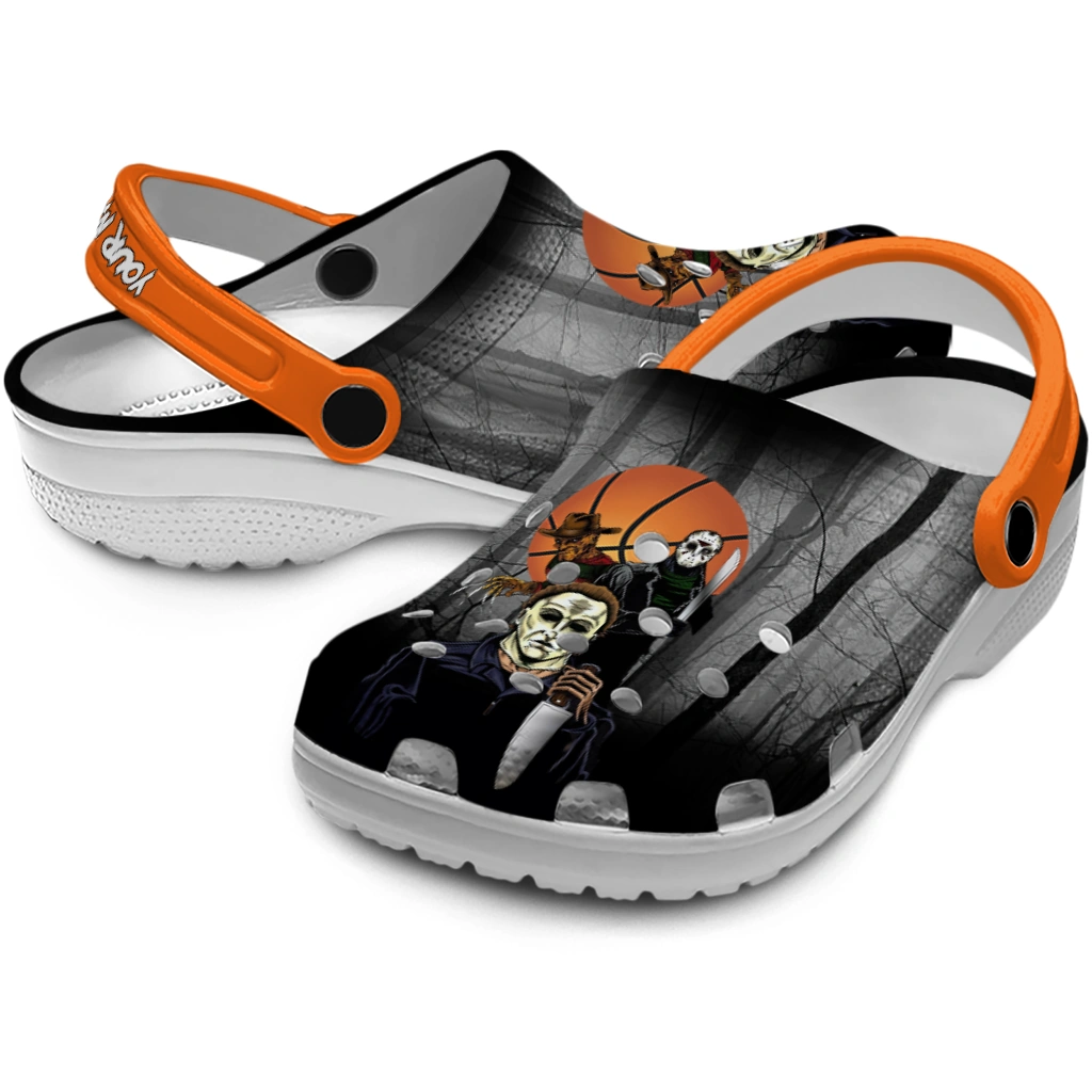 basketball logo clog customized evil presence orange black high quality.webp basketball logo clog customized evil presence orange black high quality.webp