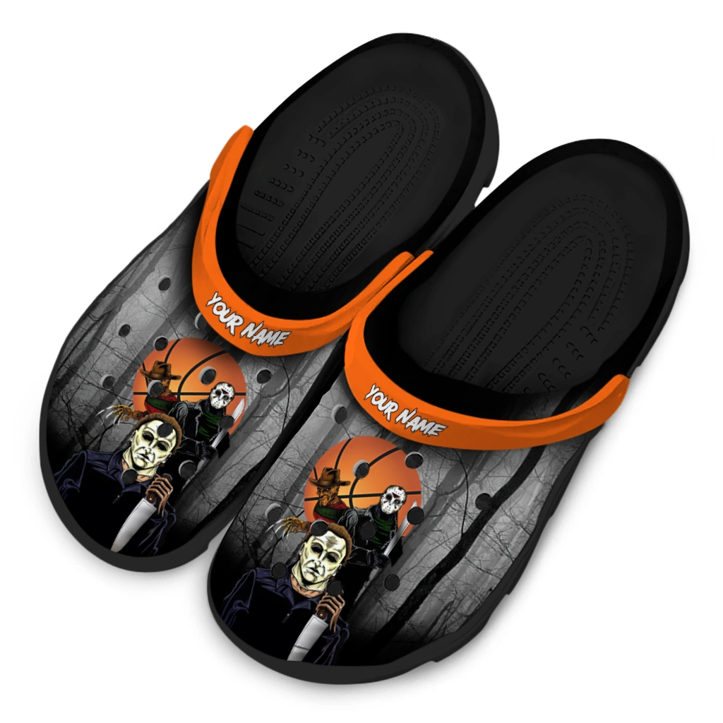 basketball logo clog customized evil presence orange black latest model.webp basketball logo clog customized evil presence orange black latest model.webp
