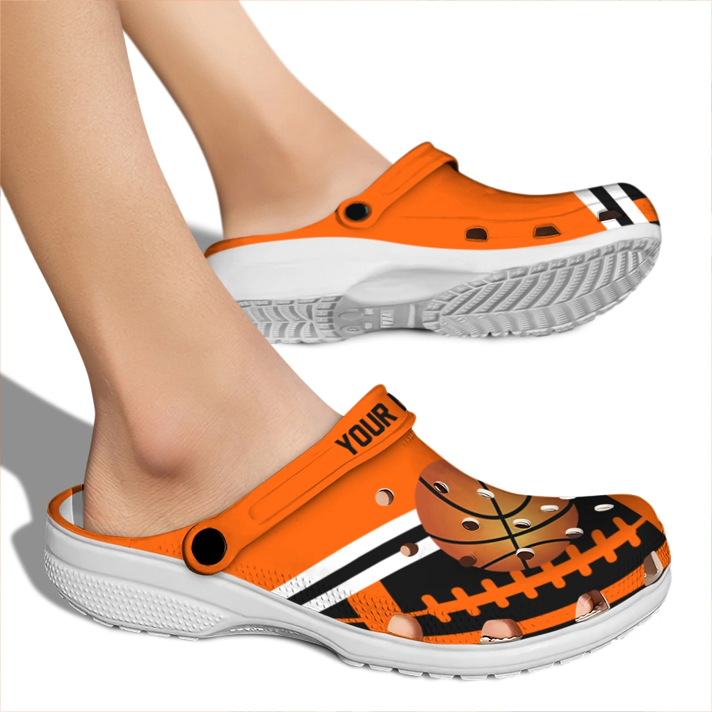 basketball logo clog customized football motif orange fashion forward.webp basketball logo clog customized football motif orange fashion forward.webp