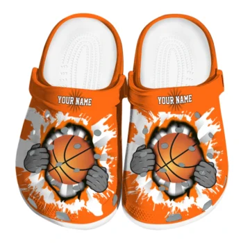 basketball logo clog customized gripping hand orange white best selling.webp