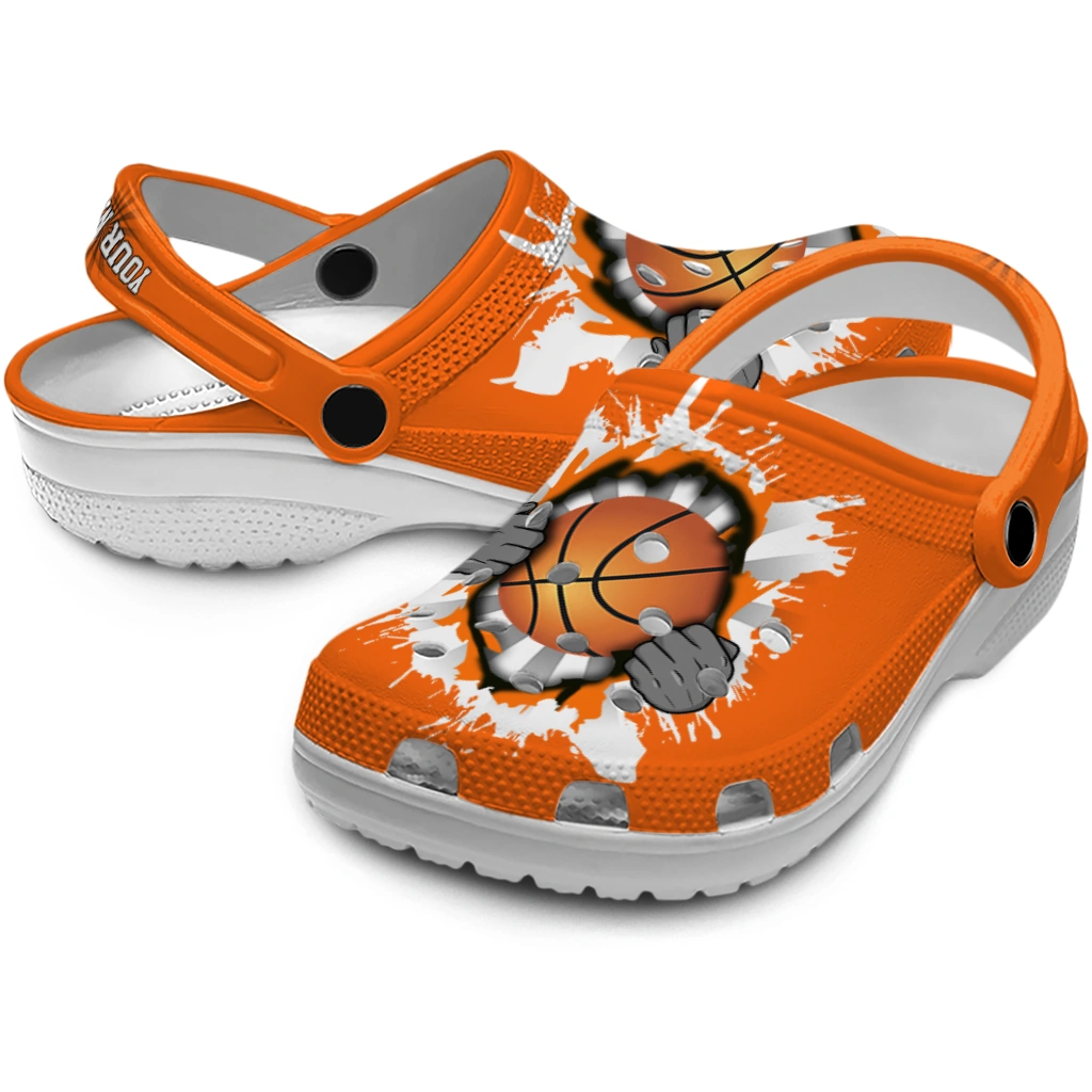 basketball logo clog customized gripping hand orange white high quality.webp basketball logo clog customized gripping hand orange white high quality.webp