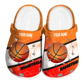 basketball logo clog customized grunge streaks orange white best selling.webp