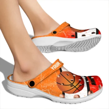 basketball logo clog customized grunge streaks orange white fashion forward.webp
