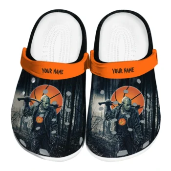 basketball logo clog customized jason voorhees orange black best selling.webp