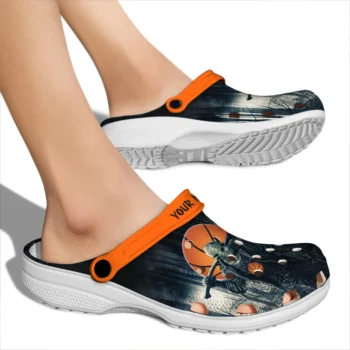 basketball logo clog customized jason voorhees orange black fashion forward.webp