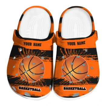 basketball logo clog customized paint splatter graphics orange best selling.webp