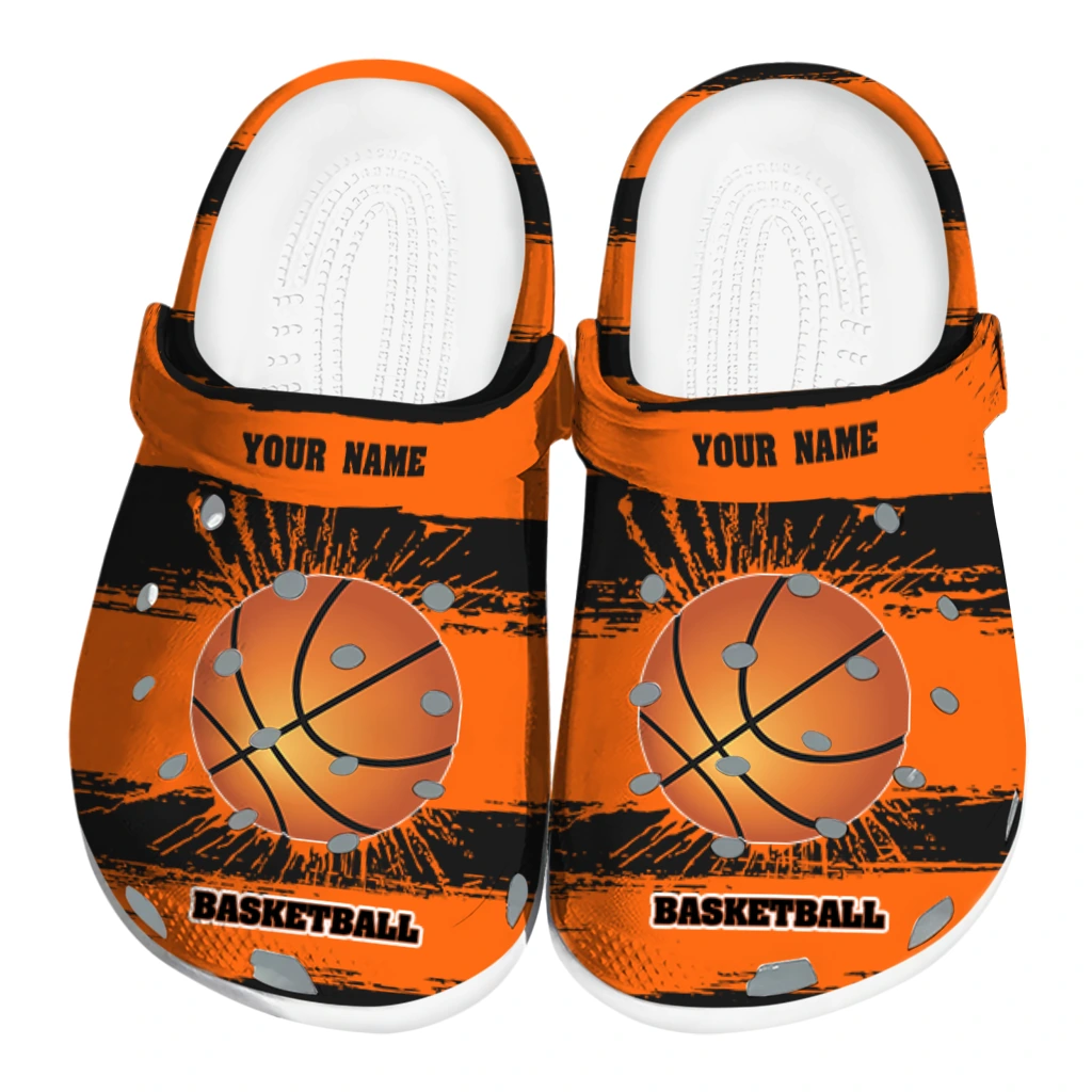 basketball logo clog customized paint splatter graphics orange best selling.webp basketball logo clog customized paint splatter graphics orange best selling.webp