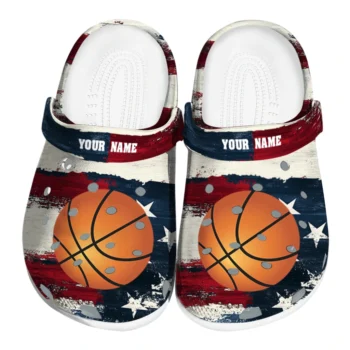 basketball logo clog customized patriotic stripes red blue best selling.webp