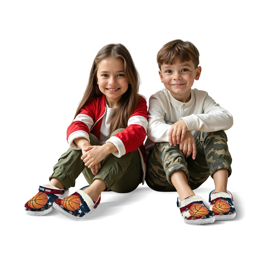 basketball logo clog customized patriotic stripes red blue trendy.webp basketball logo clog customized patriotic stripes red blue trendy.webp