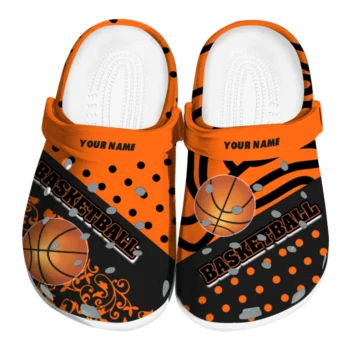 basketball logo clog customized polka dots orange black best selling.webp