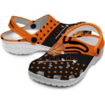 basketball logo clog customized polka dots orange black best selling.webp