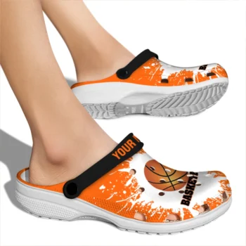 basketball logo clog customized splash art orange white fashion forward.webp