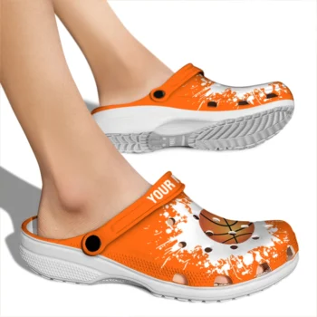 basketball logo clog customized splatter background orange white fashion forward.webp