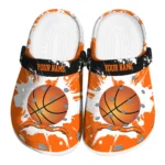 basketball logo clog customized splatter pattern orange white best selling.webp