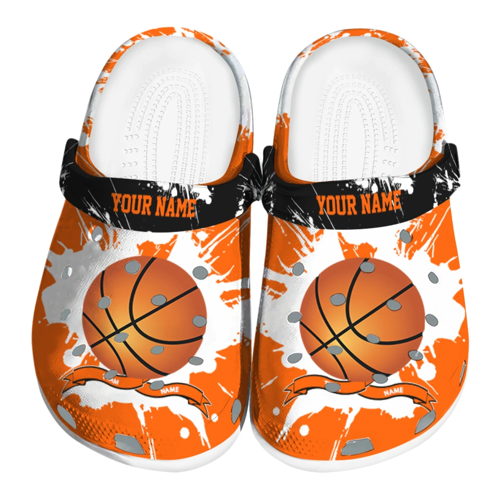 basketball logo clog customized splatter pattern orange white best selling.webp basketball logo clog customized splatter pattern orange white best selling.webp