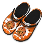 basketball logo clog customized splatter pattern orange white best selling.webp