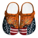 basketball logo clog customized star spangled side pattern orange blue red best selling.webp