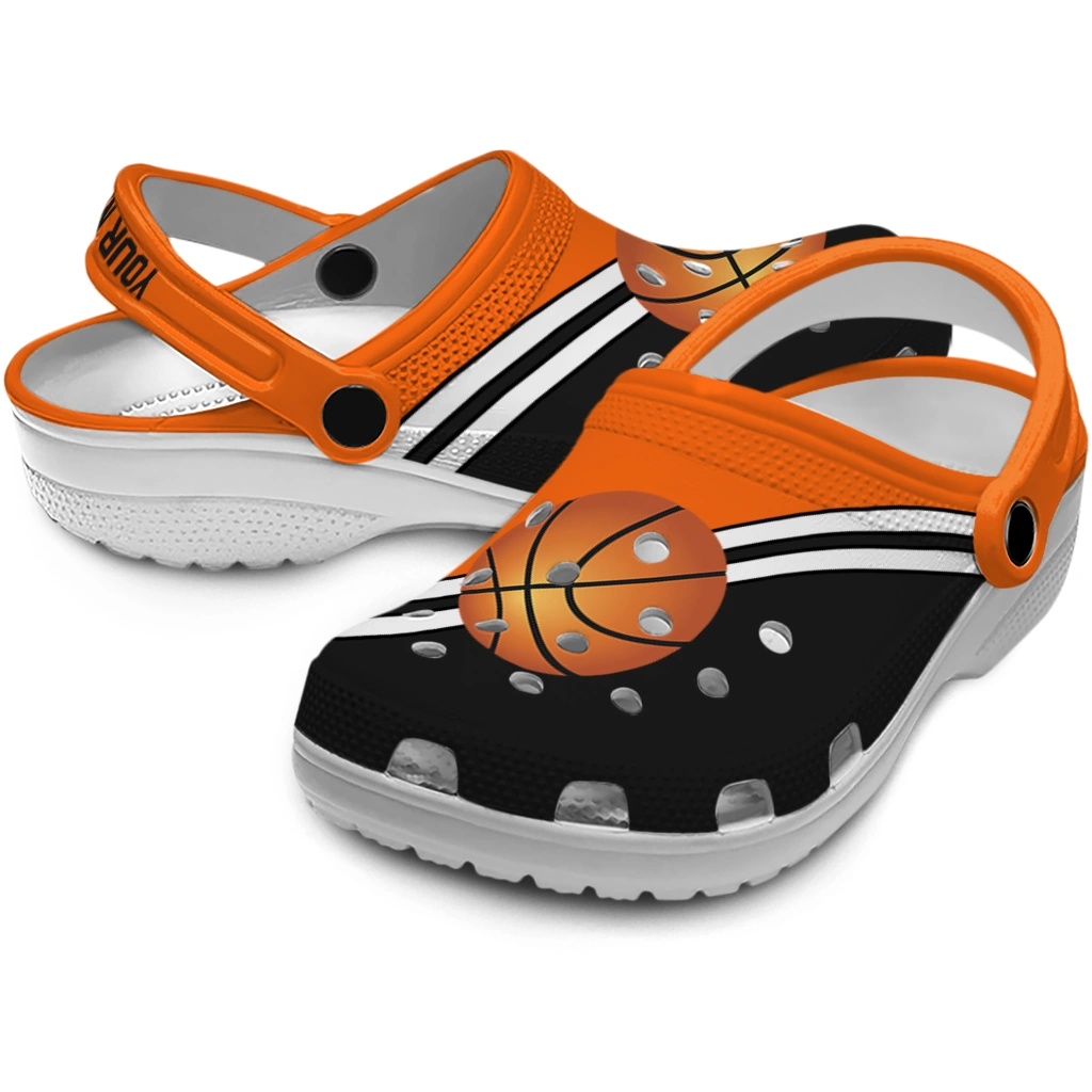 basketball logo clog customized striped accents orange high quality.webp basketball logo clog customized striped accents orange high quality.webp