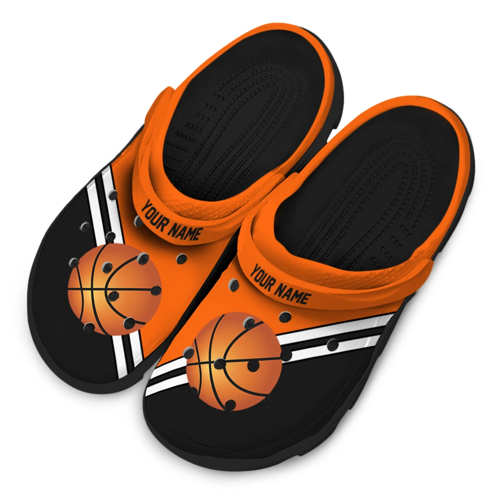 basketball logo clog customized striped accents orange latest model.webp basketball logo clog customized striped accents orange latest model.webp