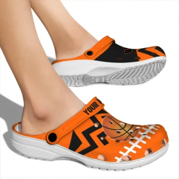 basketball logo clog customized zigzag stripes orange fashion forward.webp