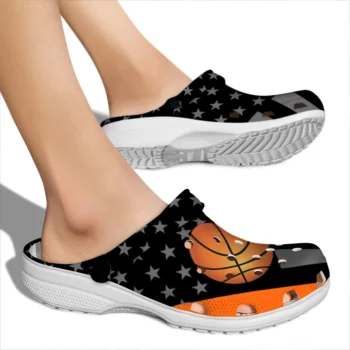 basketball logo clog stellar stripes theme orange black fashion forward.webp