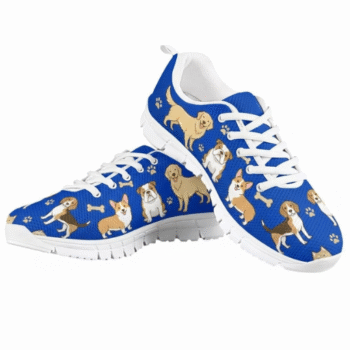 dog lovers sneakers customized multi breed dog pattern blue 2.png