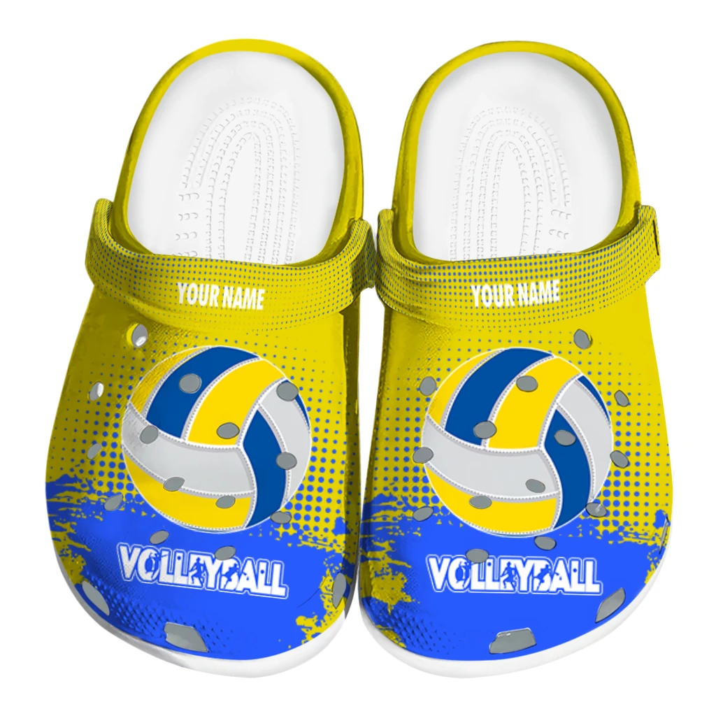 volleyball logo clog custom abstract dots yellow best selling.webp volleyball logo clog custom abstract dots yellow best selling.webp
