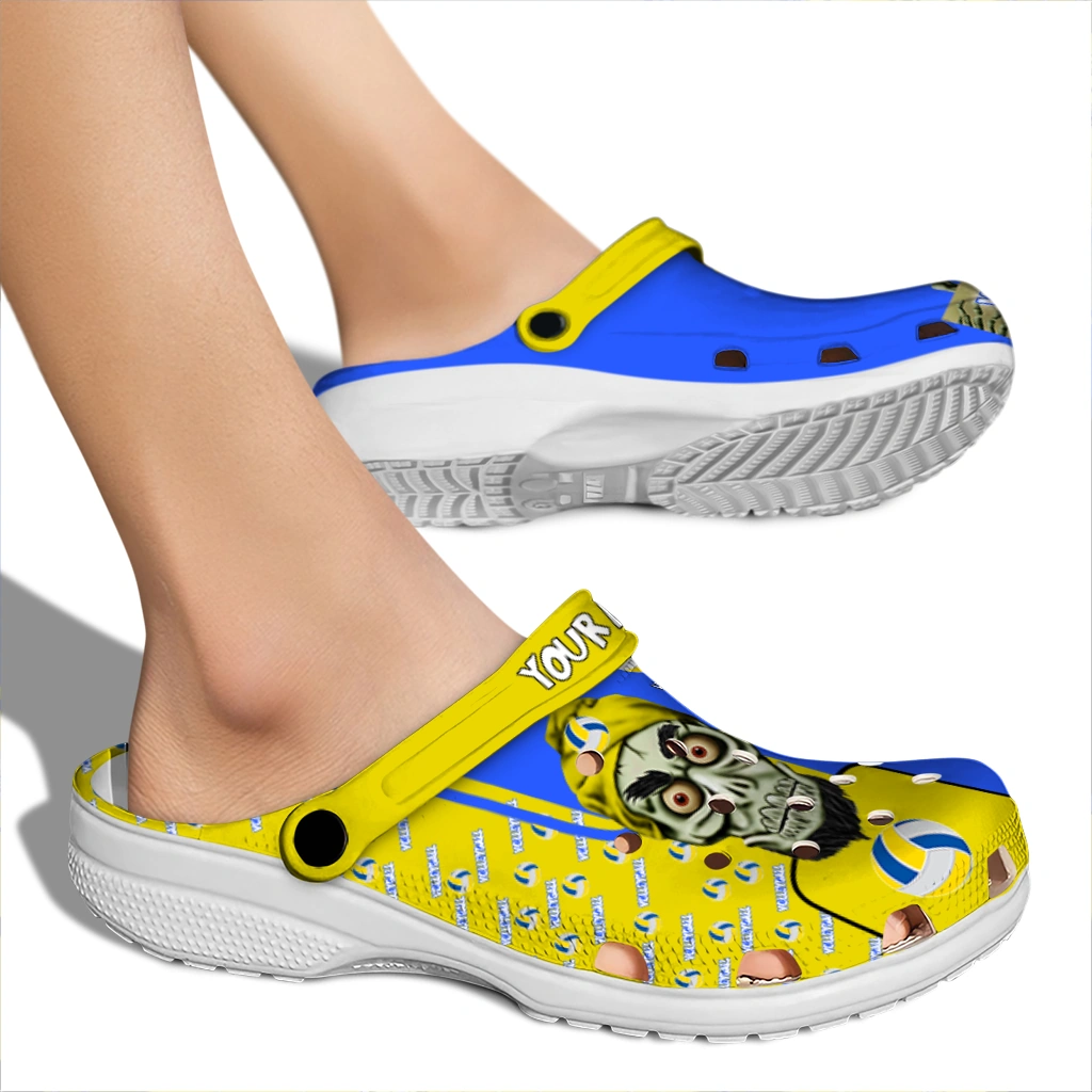 volleyball logo clog custom achmed skull yellow fashion forward.webp volleyball logo clog custom achmed skull yellow fashion forward.webp