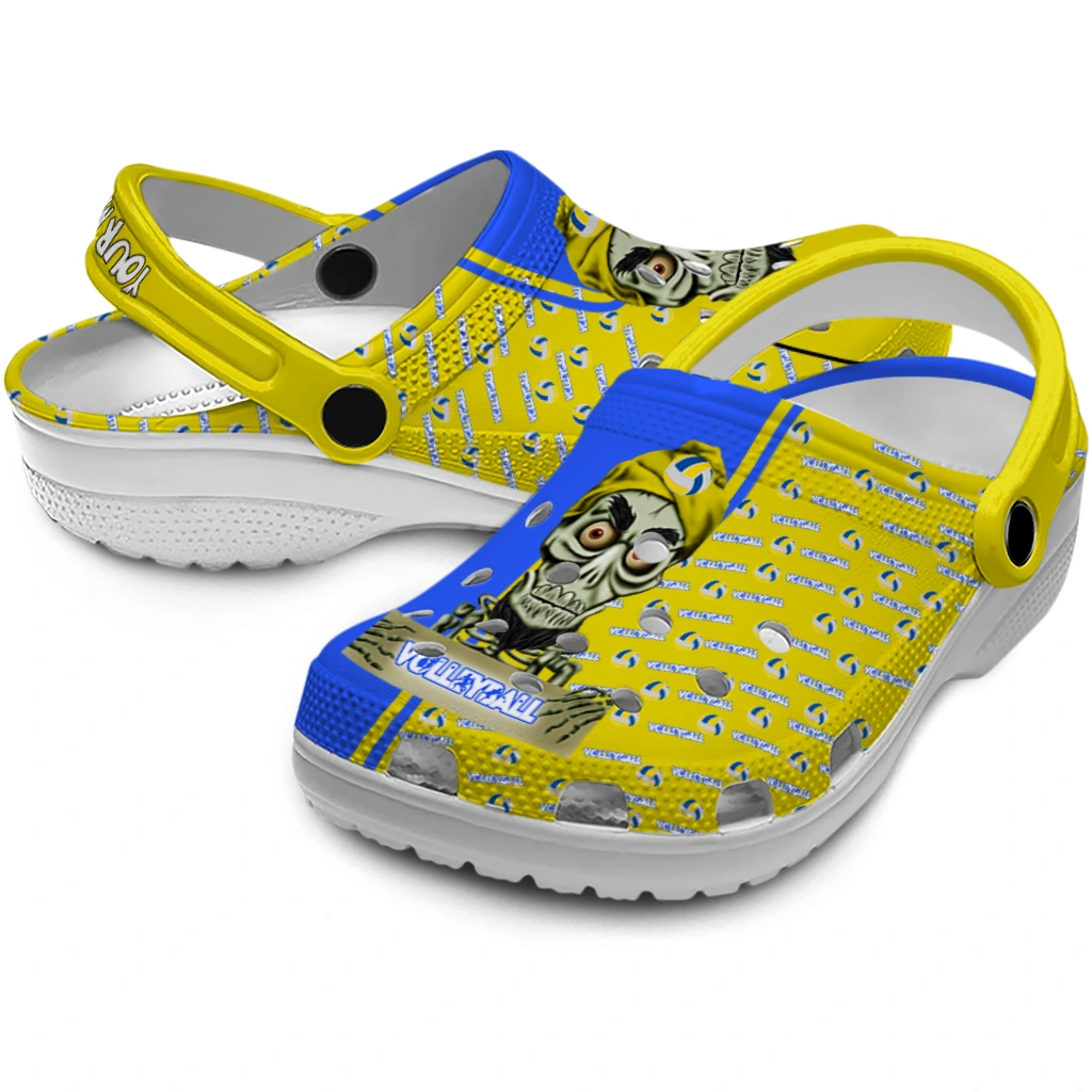 volleyball logo clog custom achmed skull yellow high quality.webp volleyball logo clog custom achmed skull yellow high quality.webp