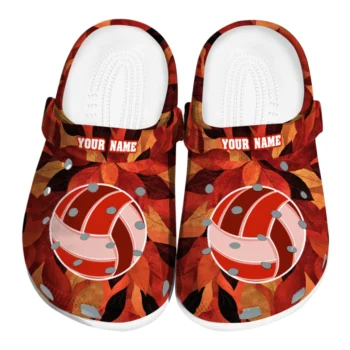 volleyball logo clog custom autumn leaves orange best selling.webp