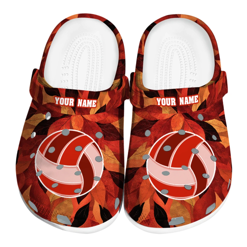 volleyball logo clog custom autumn leaves orange best selling.webp volleyball logo clog custom autumn leaves orange best selling.webp