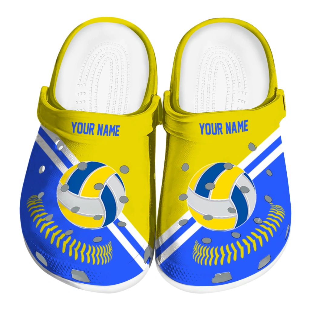 volleyball logo clog custom baseball motif yellow best selling.webp volleyball logo clog custom baseball motif yellow best selling.webp