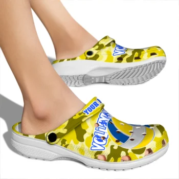 volleyball logo clog custom camo print yellow fashion forward.webp