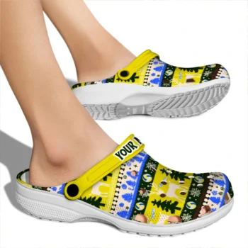 volleyball logo clog custom christmas motif yellow fashion forward.webp