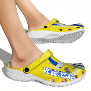 volleyball logo clog custom contrasting stripes yellow fashion forward.webp