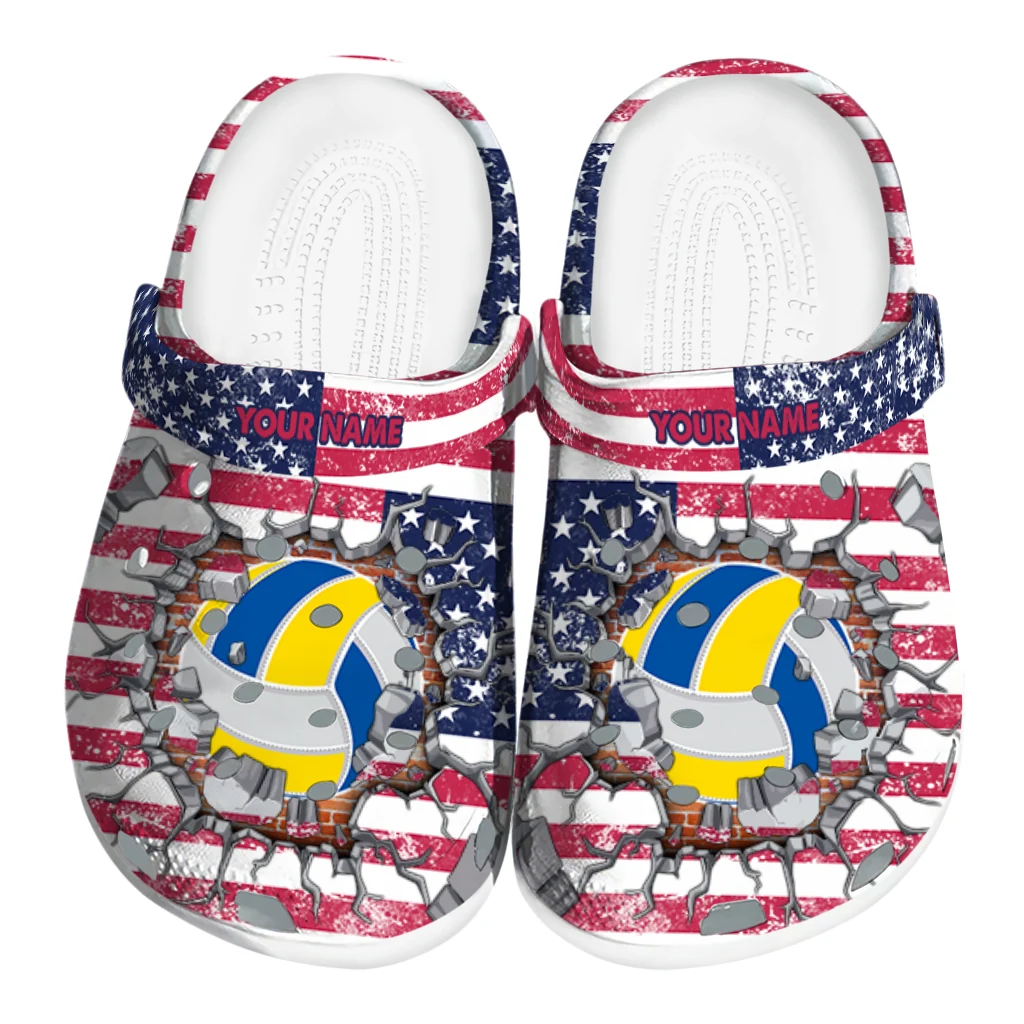 volleyball logo clog custom freedom splinter red blue best selling.webp volleyball logo clog custom freedom splinter red blue best selling.webp