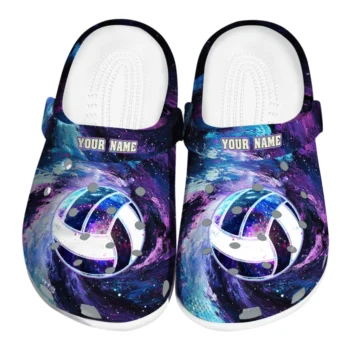 volleyball logo clog custom galaxy swirl purple blue best selling.webp