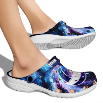 volleyball logo clog custom galaxy swirl purple blue fashion forward.webp
