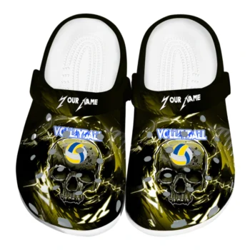 volleyball logo clog custom gothic skull yellow black best selling.webp