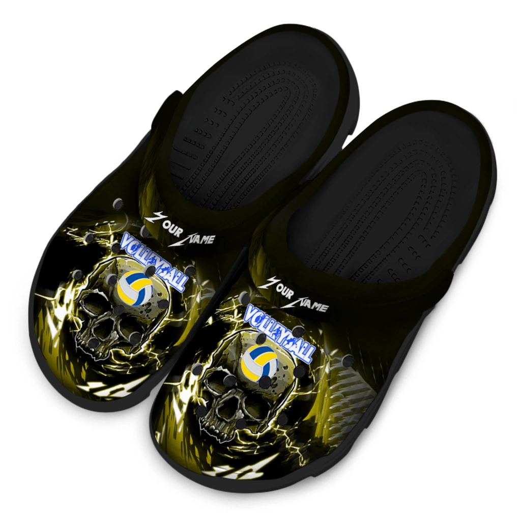 volleyball logo clog custom gothic skull yellow black latest model.webp volleyball logo clog custom gothic skull yellow black latest model.webp