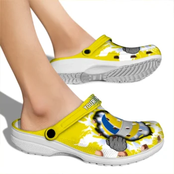 volleyball logo clog custom gripping hand yellow white fashion forward.webp
