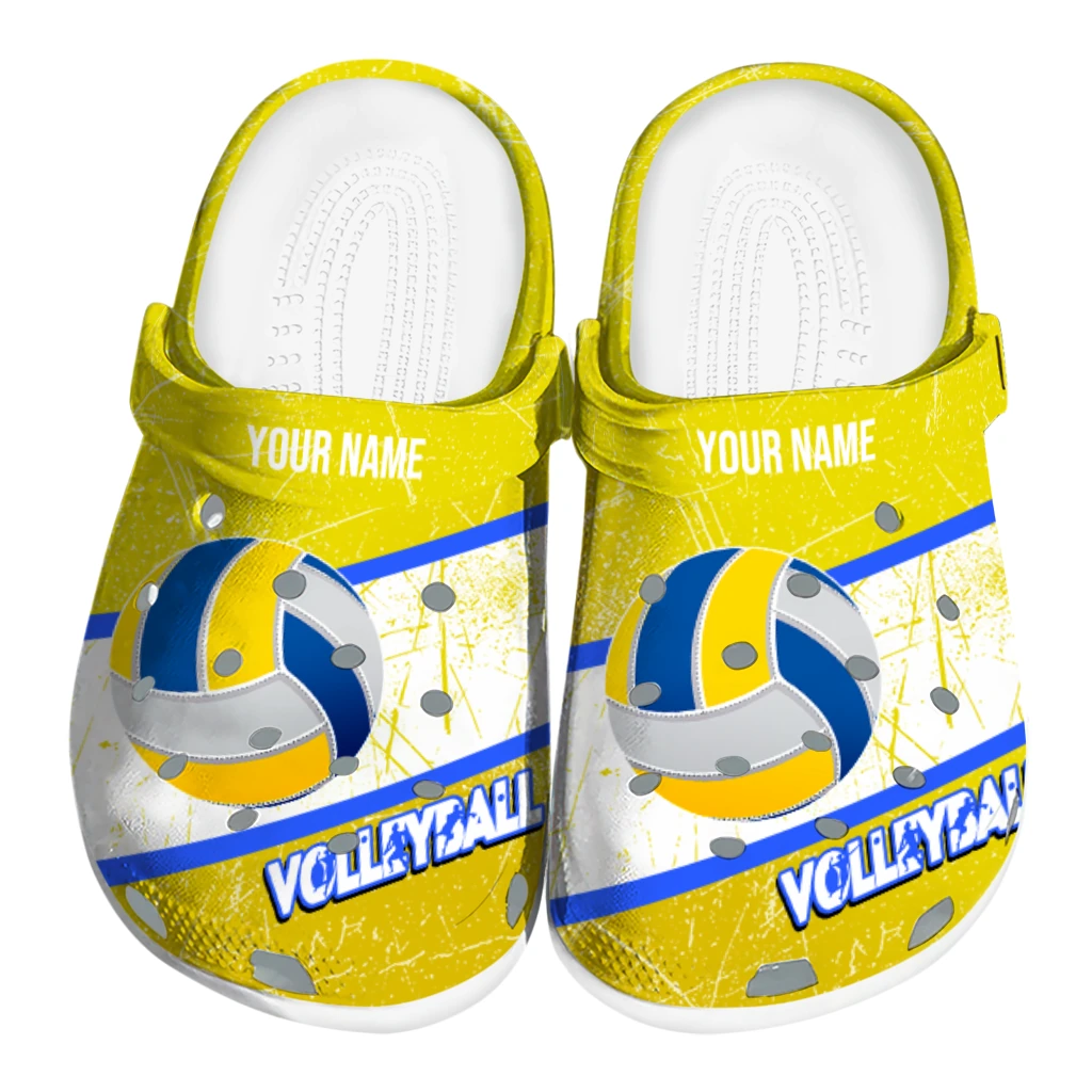 volleyball logo clog custom grunge streaks yellow white best selling.webp volleyball logo clog custom grunge streaks yellow white best selling.webp