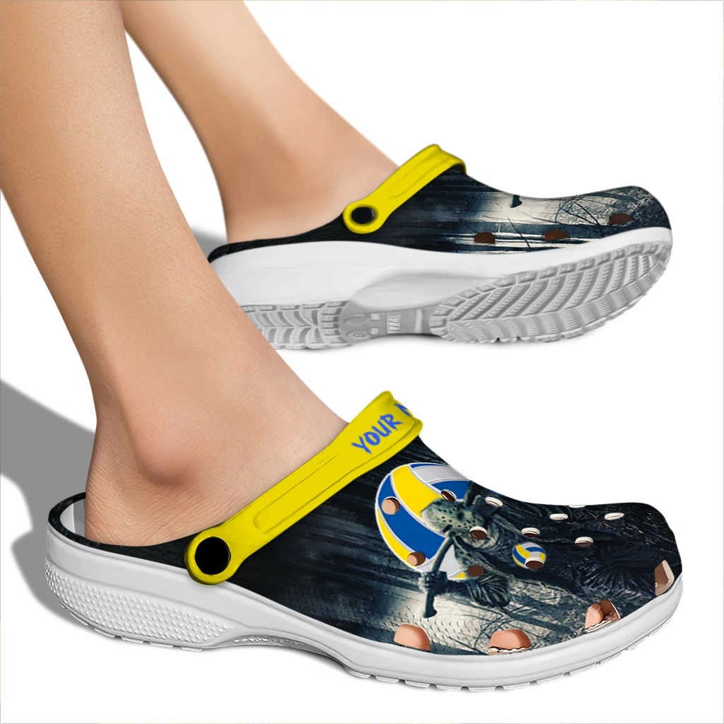 volleyball logo clog custom jason voorhees yellow black fashion forward.webp volleyball logo clog custom jason voorhees yellow black fashion forward.webp
