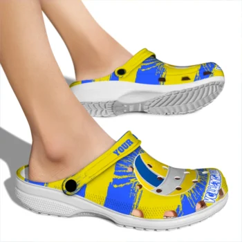 volleyball logo clog custom paint splatter graphics yellow fashion forward.webp