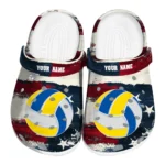 volleyball logo clog custom patriotic stripes red blue best selling.webp
