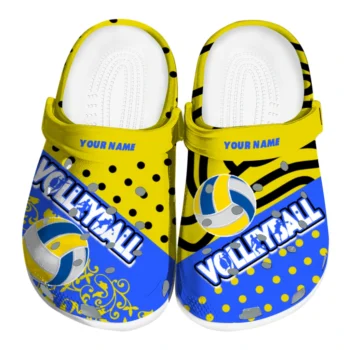 volleyball logo clog custom polka dots yellow black best selling.webp